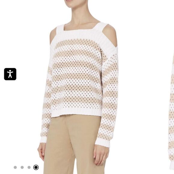 AUTUMN CASHMERE
Mesh Cold Shoulder Striped Sweater - Picture 4 of 7